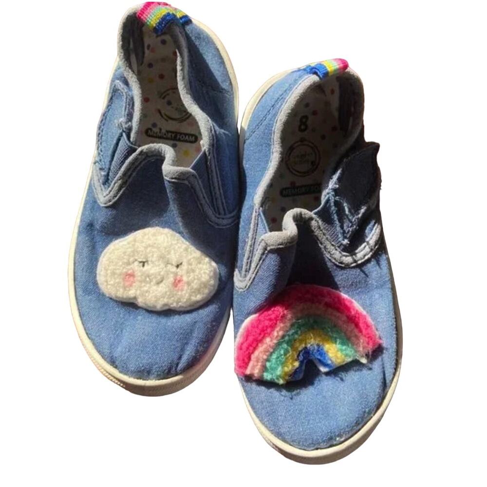 Girls slip on Shoes Rainbow Cloud Memory Foam Wonder Nation 8